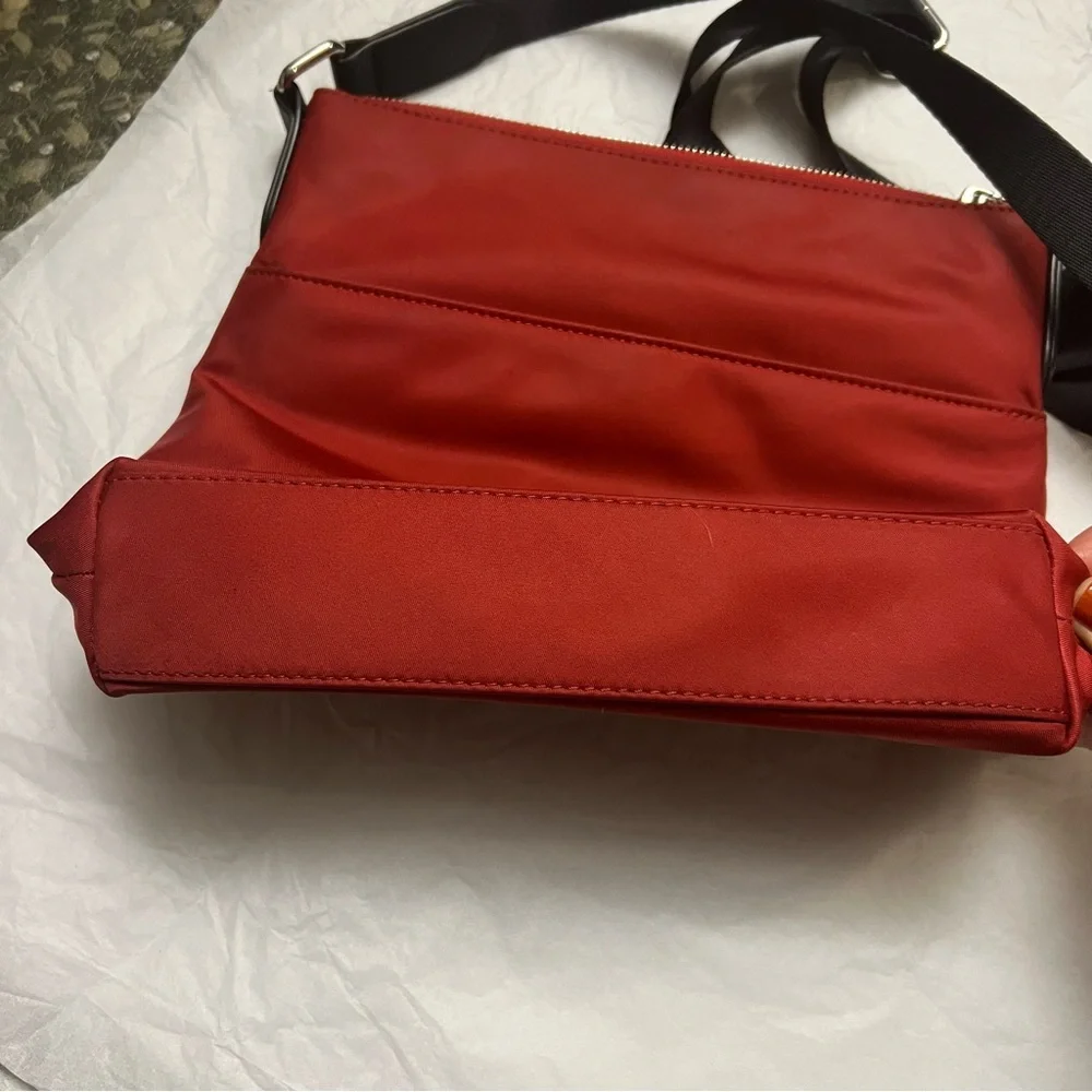 DKNY Gia Red with Black Strap Nylon Crossbody bag